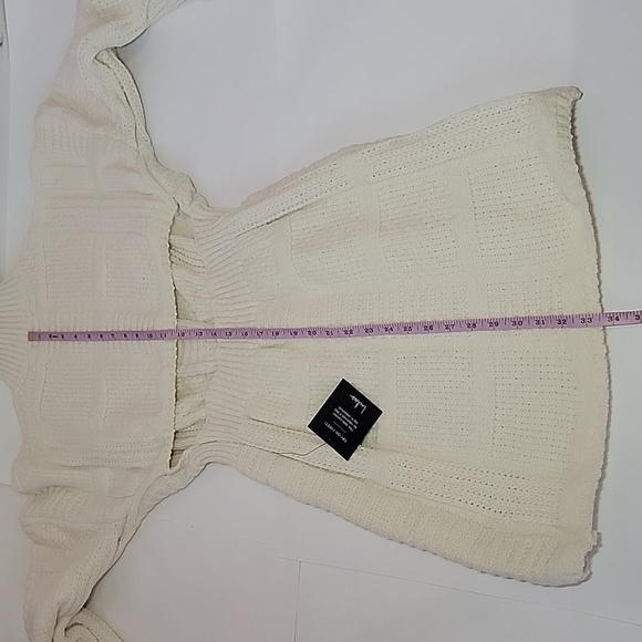 LULU'S Patchwork It Cream Cable Knit Cutout Sweater Dress/ M. - Picture 9 of 14